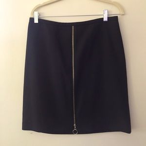 J.McLaughlin black wool skirt with zipper accent